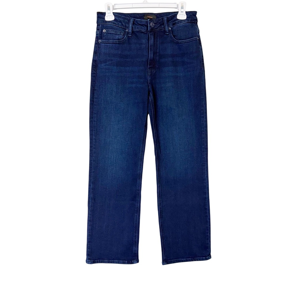 Quince Bella Stretch Straight Jeans Women's 28 Dark Wash Ankle Organic Cotton